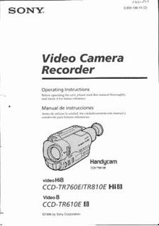 Sony CCD TR 810 E manual. Camera Instructions.